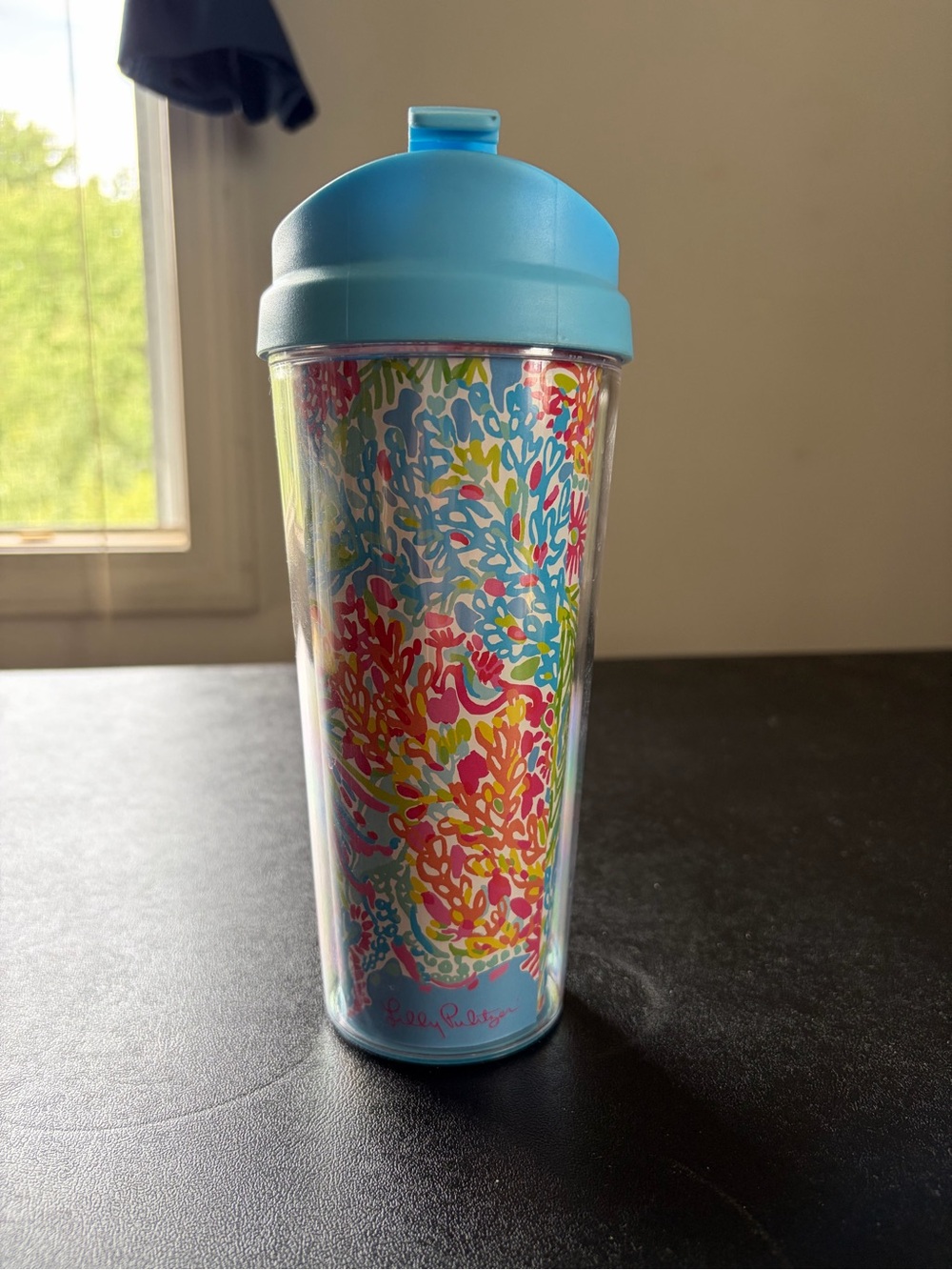 16 oz. Lively Blue Floral Travel Tumbler - Double Wall Insulated
